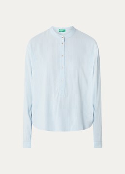 Benetton Dames Semi-transparante tuniek met ronde hals in de kleur Staalblauw