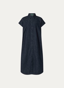 Benetton Dames Maxi blousejurk van denim met steekzakken in de kleur Indigo