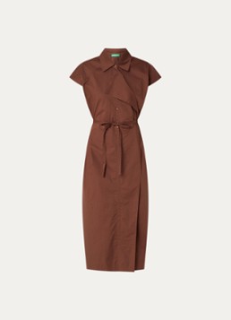 Benetton Dames Maxi tuniekjurk met strikceintuur in de kleur Bruin