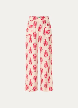 Benetton Dames High waist wide fit pantalon met print in de kleur Rood
