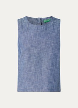 Benetton Dames Top van chambray in de kleur Blauw