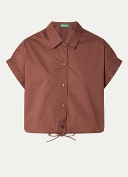 Benetton Dames Cropped blouse met strikdetail in de kleur Bruin