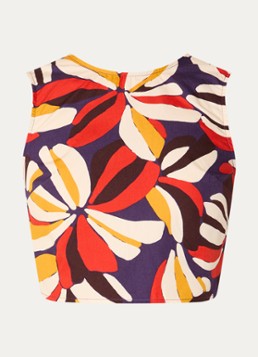 Benetton Dames Cropped mouwloze top met print en gestrikt detail in de kleur Oranje