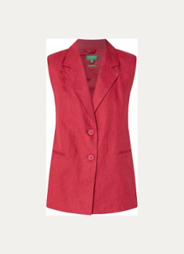 Benetton Dames Gilet van linnen in de kleur Kersenrood