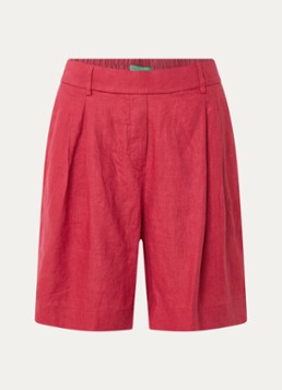 Benetton Dames Bermuda high waist loose fit korte broek van linnen in de kleur