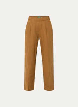 Benetton Dames High waist straight fit chino van linnen met steekzakken in de kleur Camel
