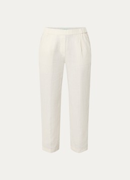 Benetton Dames High waist straight fit chino van linnen met steekzakken in de kleur Creme