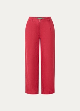Benetton Dames High waist wide fit chino van linnen met steekzakken in de kleur Rood