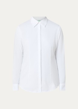 Benetton Dames Blouse met kraag in de kleur Gebroken wit