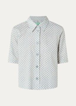 Benetton Dames Blouse met print in de kleur Lichtblauw