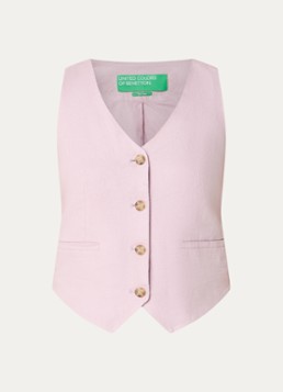 Benetton Dames Gilet van linnen met paspelzakken in de kleur
