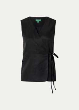 Benetton Dames Gilet met strikceintuur in de kleur Zwart