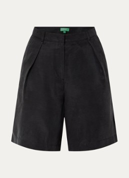 Benetton Dames High waist loose fit korte pantalon met glanzende finish in de kleur Zwart