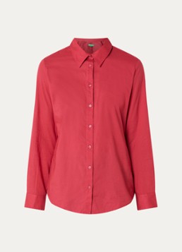 Benetton Dames Blouse met kraag in de kleur Koraalrood