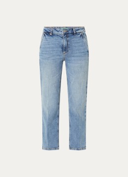Benetton Dames High waist straight fit jeans met lichte wassing in de kleur Lichtblauw