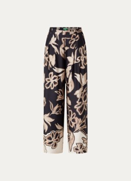 Benetton Dames High waist loose fit broek met bloemenprint in de kleur Zwart