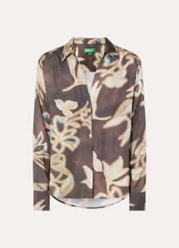 Benetton Dames Blouse met bloemenprint in de kleur Bruin