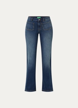 Benetton Dames High waist straight leg jeans met steekzakken in de kleur Indigo