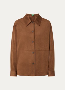 Benetton Dames Jack van suède met kraag in de kleur Cognac