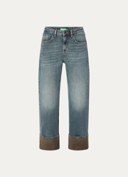 Benetton Dames Mid waist straight fit jeans met medium wassing in de kleur Indigo