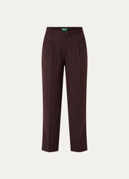 Benetton Dames High waist cropped tapered fit pantalon met krijtstreep in de kleur Roodbruin