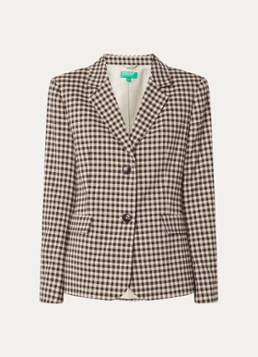 Benetton Dames Blazer met klepzakken en ruitdessin in de kleur Donkerbruin