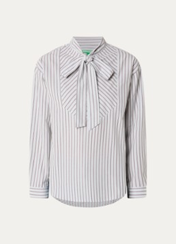 Benetton Dames Blouse met sjaalkraag en streepprint in de kleur Lichtroze