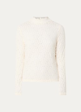 Benetton Dames Top met opengewerkt dessin in de kleur Beige
