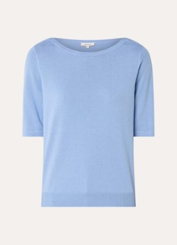 Expresso Dames Fijngebreide top met boothals in de kleur Lichtblauw