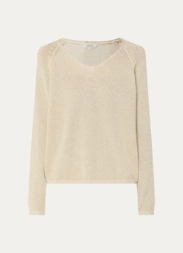 Expresso Dames Grofgebreide pullover met lurex in de kleur Beige