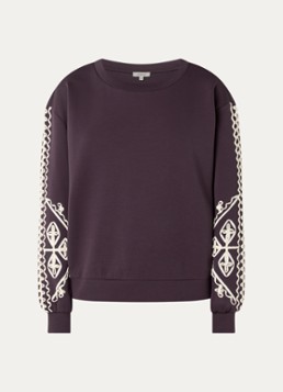 Expresso Dames Sweater met borduring in de kleur Aubergine