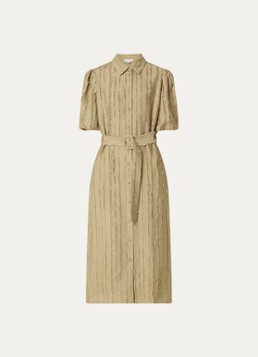 Expresso Dames Midi jurk met ceintuur en ballonmouw in de kleur Middengrijs