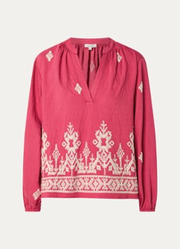 Expresso Dames Tuniek met borduring en pofmouw in de kleur Kersenrood