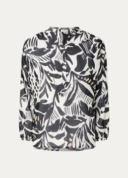 Expresso Dames Semi-transparante blouse met print in de kleur Zwart