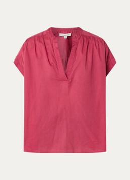 Expresso Dames Tuniek met V-hals en plooidetail in de kleur Kersenrood