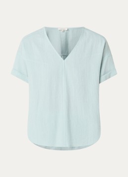 Expresso Dames Top in linnenblend met vlindermouw in de kleur Mint