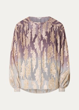Expresso Dames Semi-transparante blouse met lurex in de kleur Grijs