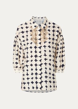 Expresso Dames Blouse met pailletten en print in de kleur Ivoor