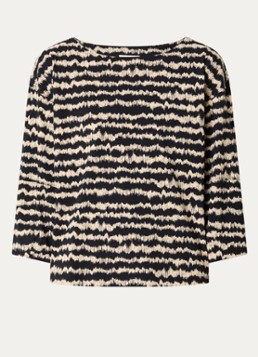 Expresso Dames Top met print en ballonmouw in de kleur Zwart