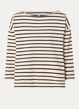 Expresso Dames Longsleeve met boothals en streepprint in de kleur Zwart
