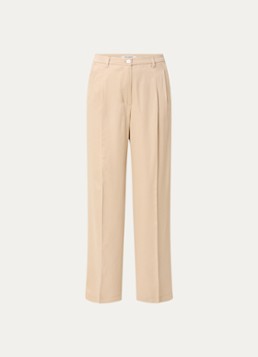 Beaumont Dames James high waist wide fit pantalon van satijn met steekzakken in de kleur Beige, maat: 44