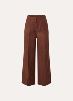 Beaumont Dames Girona high waist wide fit pantalon met elastische band in de kleur Hazelnootbruin, maat: 40