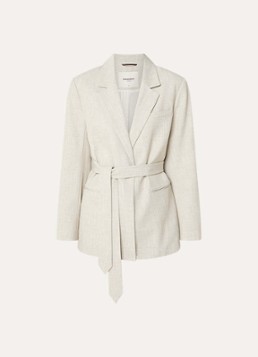 Beaumont Dames Grenoble single-breasted blazer met gemêleerd dessin en strikceintuur in de kleur Beige, maat: 38