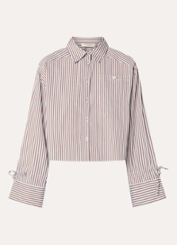 Beaumont Dames Bel blouse met streepprint en borstzak in de kleur Olijfgroen, maat: 44
