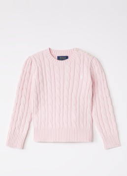 Ralph Lauren Meisjes Kabelgebreide pullover met logoborduring in de kleur Roze, maat: 3J=98