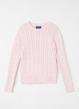 Ralph Lauren Meisjes Kabelgebreide trui met logoborduring in de kleur Roze, maat: M=140