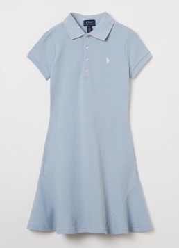 Ralph Lauren Meisjes Jurk met polokraag in de kleur Lichtblauw, maat: XL=158