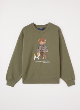 Ralph Lauren Meisjes Sweater met logoprint in de kleur Olijfgroen, maat: L=152