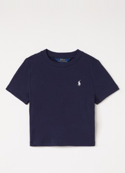 Ralph Lauren Meisjes T-shirt met ribstructuur in de kleur Donkerblauw, maat: XL=164