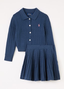 Ralph Lauren Meisjes Set van kabelgebreid vest met rok 2-delig in de kleur Donkerblauw, maat: S=128